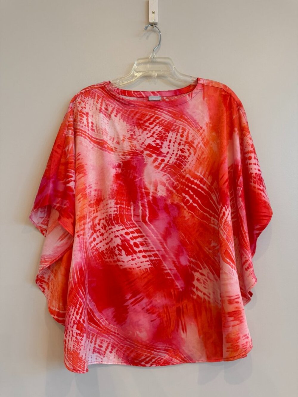 Chico's Abstract Print Poncho Sleeve Blouse